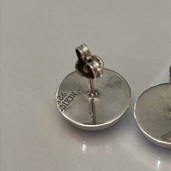 Sterling Silver Stud Earrings Blue Lapis Lazuli Mexico 925 - Picture 6 of 10